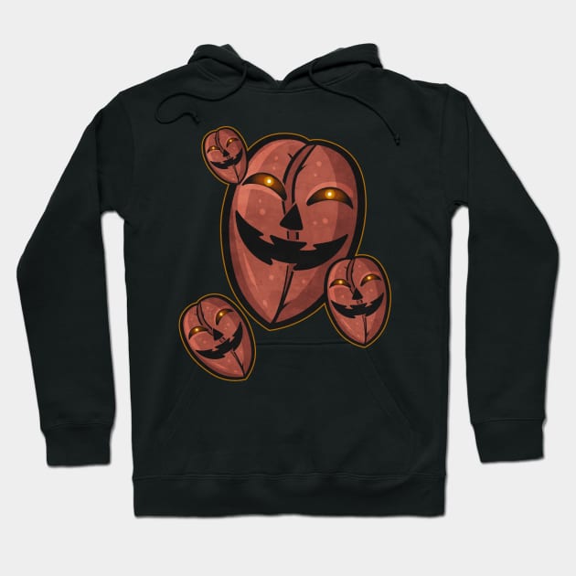 Evil Jack O Lantern Coffee Beans Halloween Hoodie by SinBle